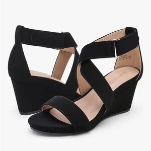 DREAM PAIRS Women's Elastic Ankle Strap Wedge Sandal